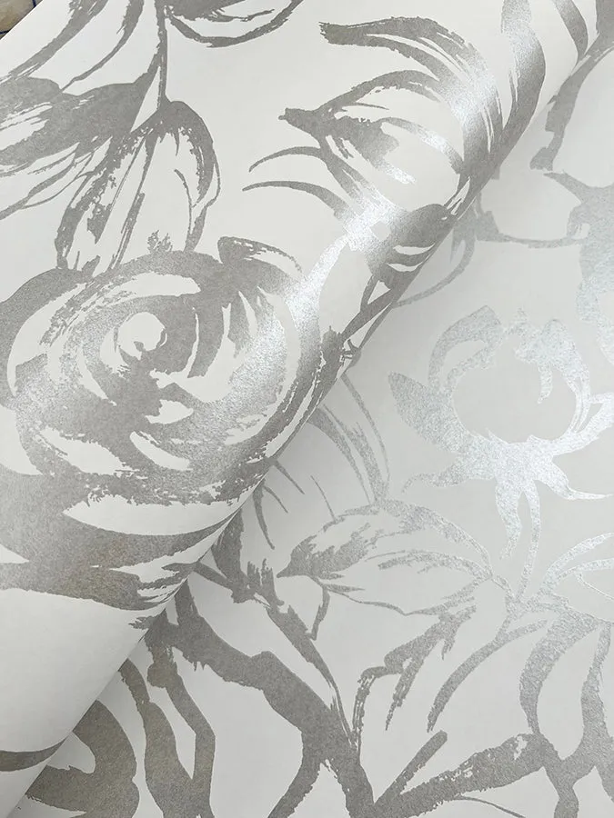 Nelda Light Blue Rose Wallpaper