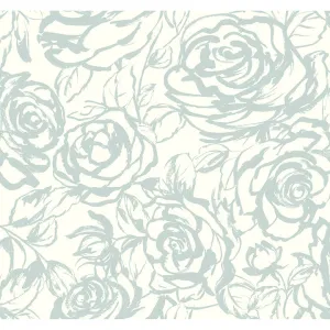 Nelda Light Blue Rose Wallpaper