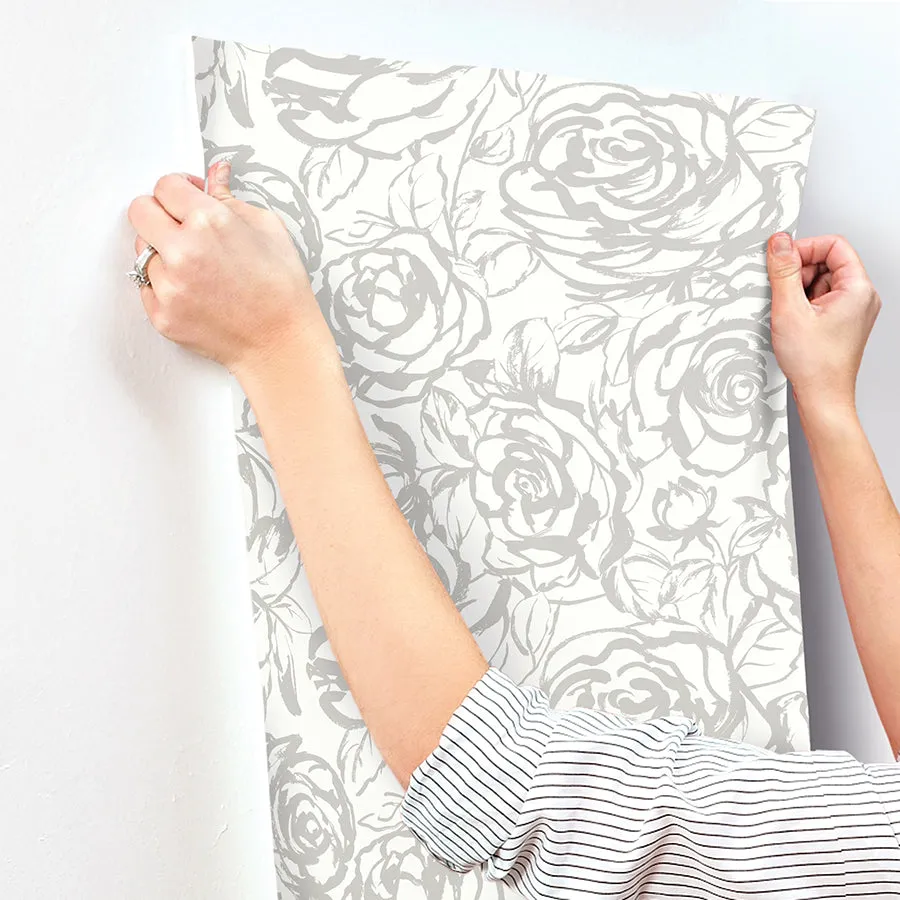 Nelda Light Blue Rose Wallpaper