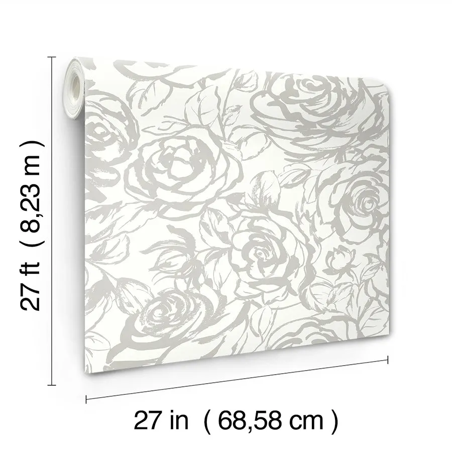 Nelda Light Blue Rose Wallpaper