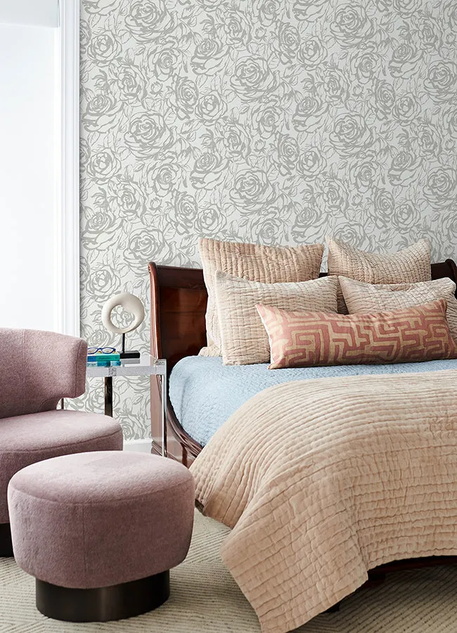 Nelda Light Blue Rose Wallpaper