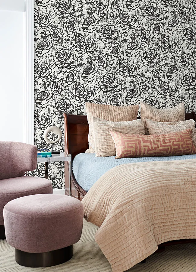 Nelda Light Blue Rose Wallpaper