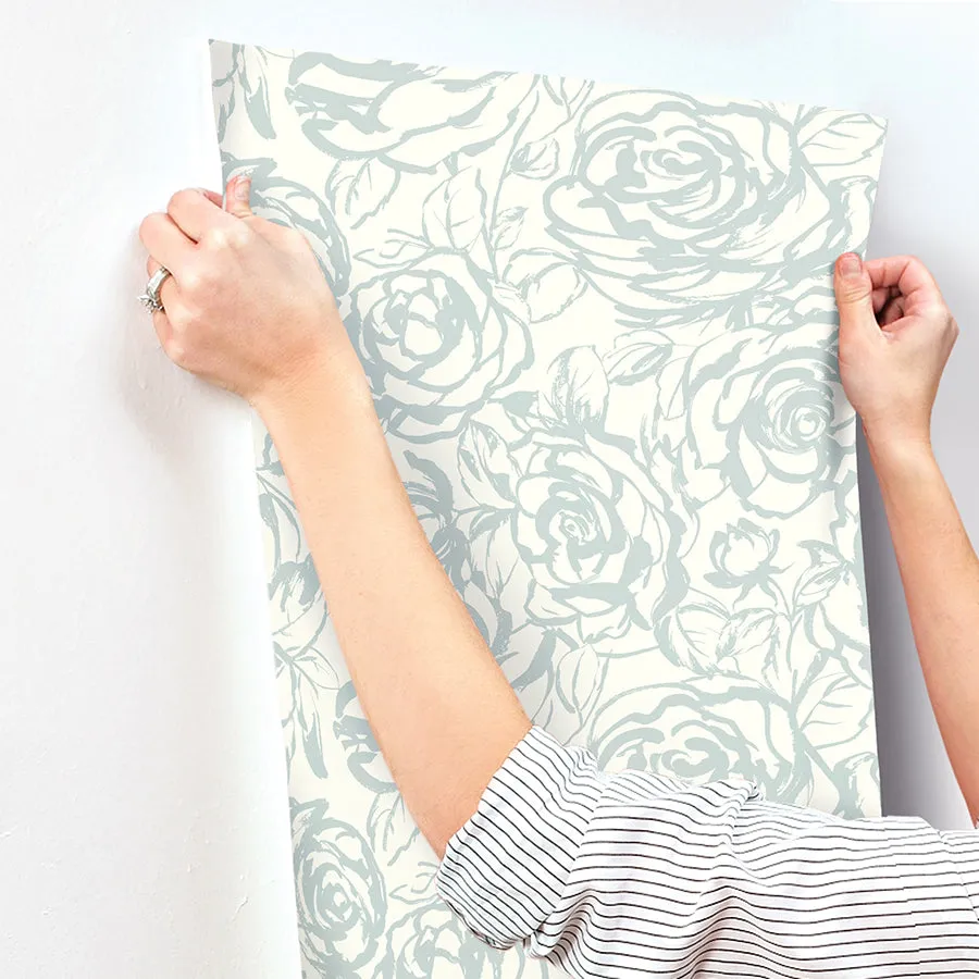 Nelda Light Blue Rose Wallpaper