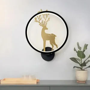 Nordic LED Gold Deer Wall Lamp with Glowing Hook - Stylish Aluminum Mural Light Fixture