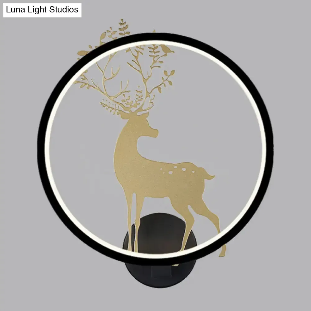 Nordic LED Gold Deer Wall Lamp with Glowing Hook - Stylish Aluminum Mural Light Fixture