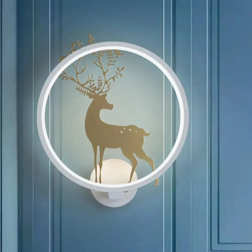 Nordic LED Gold Deer Wall Lamp with Glowing Hook - Stylish Aluminum Mural Light Fixture