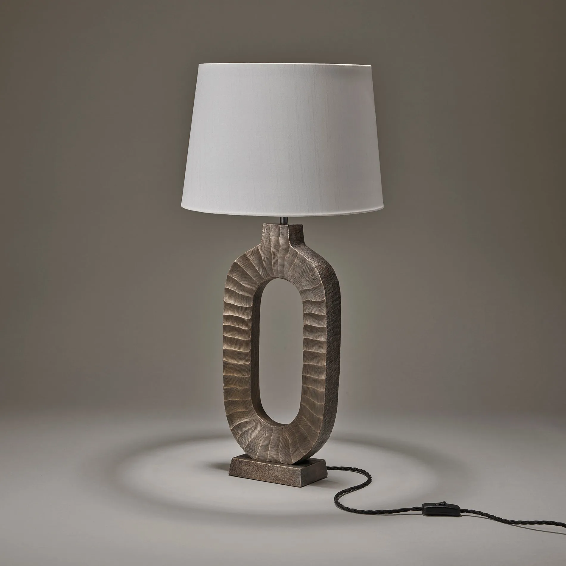 Ornate Oval Table Lamp - Brass