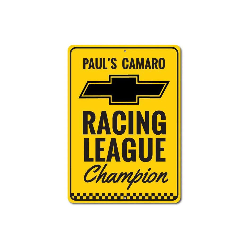 Personalized Camaro Chevy Racing League Champion Sign