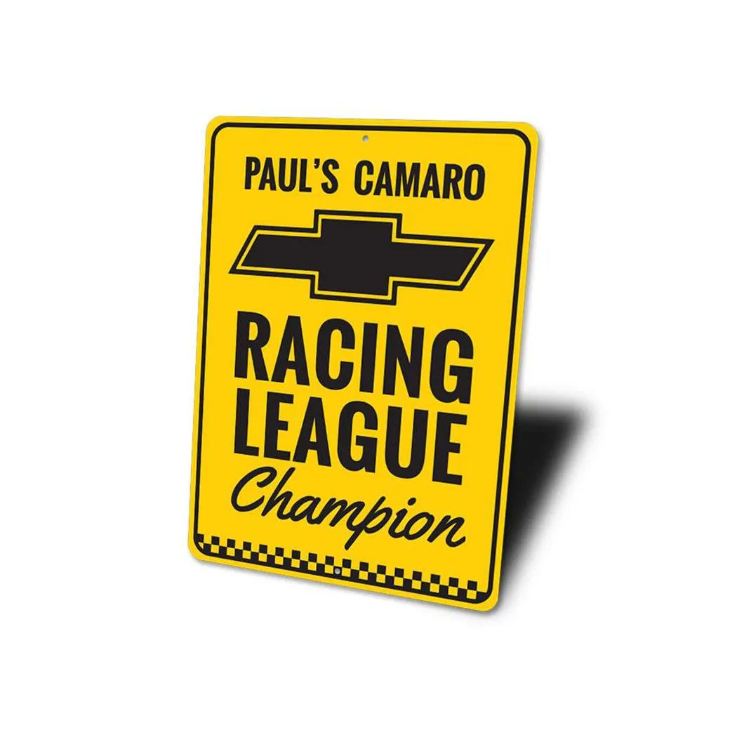 Personalized Camaro Chevy Racing League Champion Sign