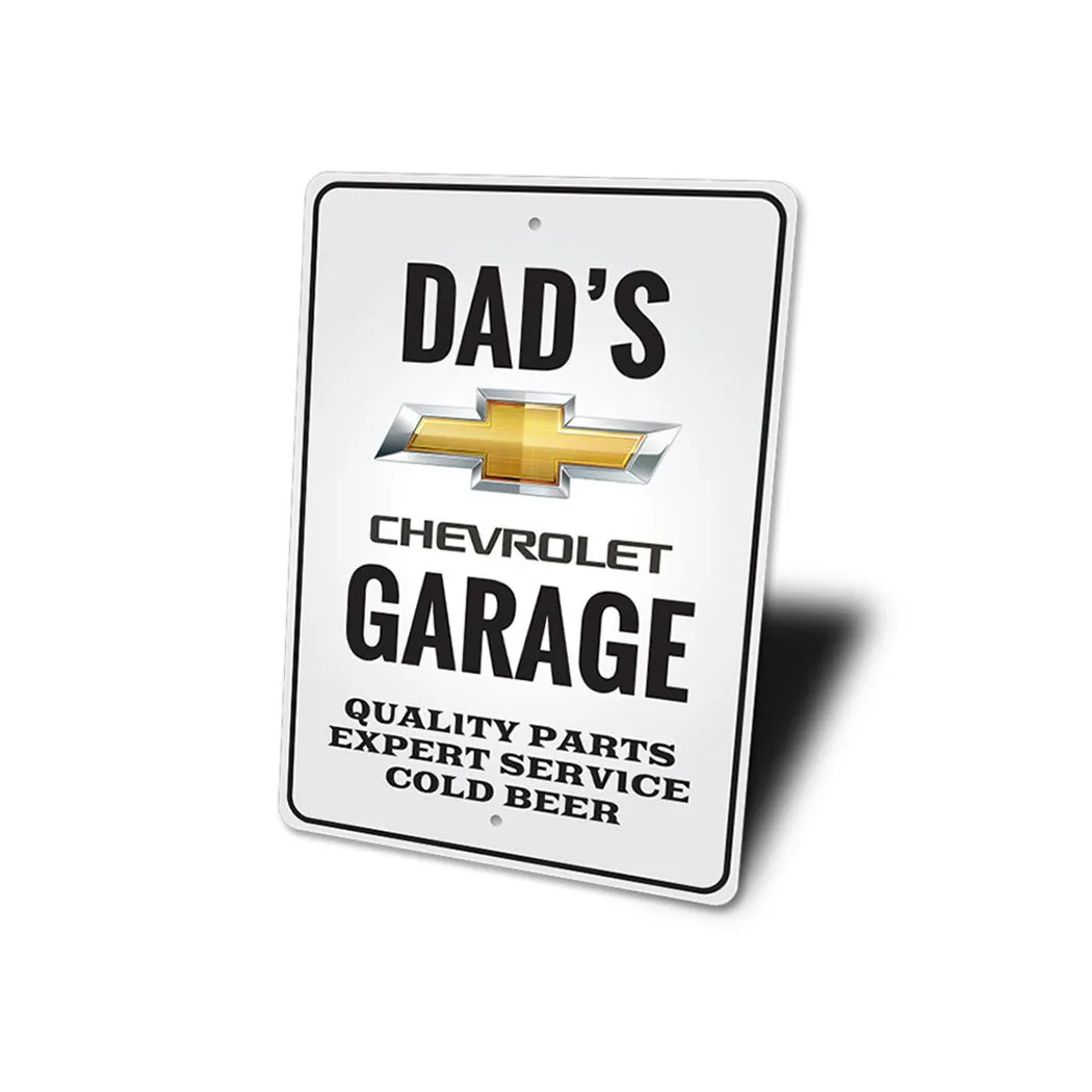 Personalized Dad's Chevrolet Garage - Aluminum Sign