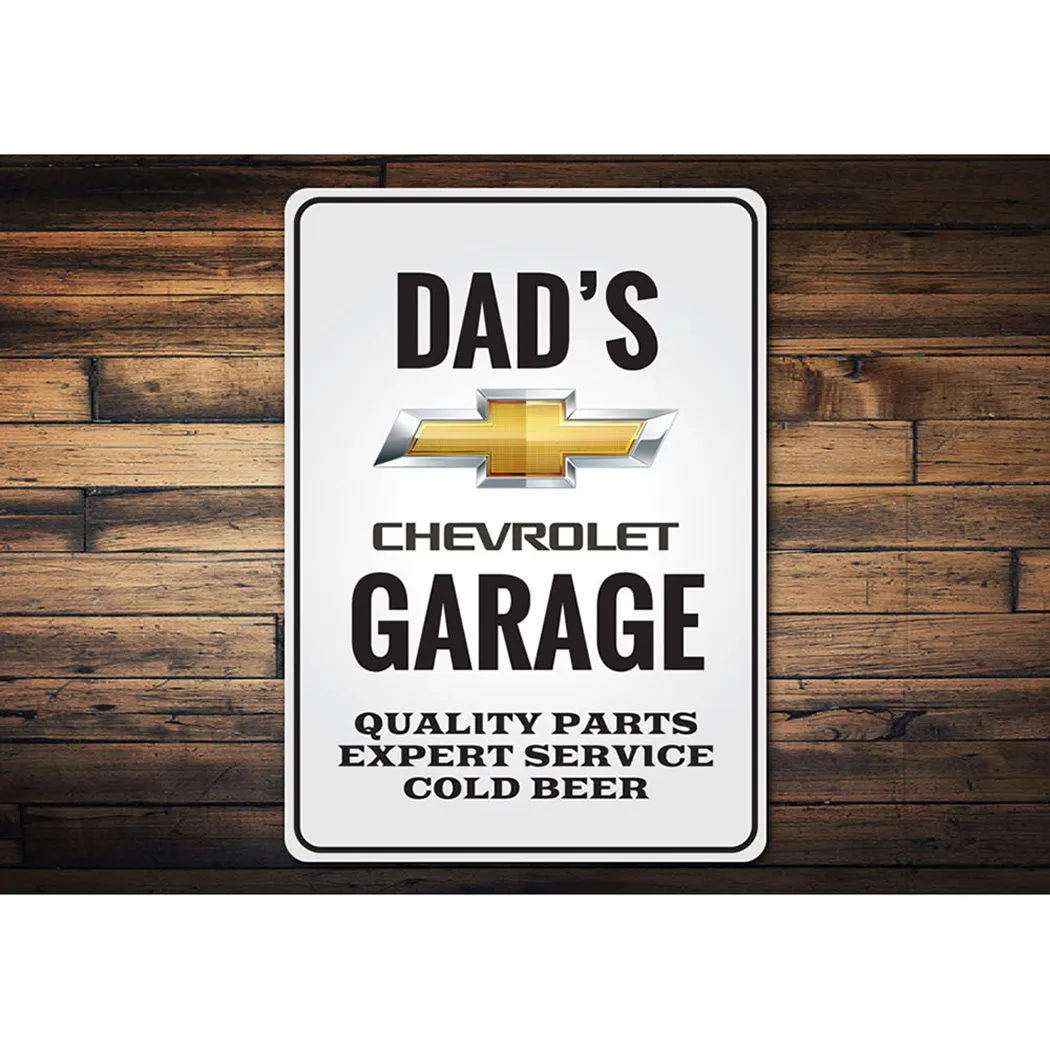 Personalized Dad's Chevrolet Garage - Aluminum Sign
