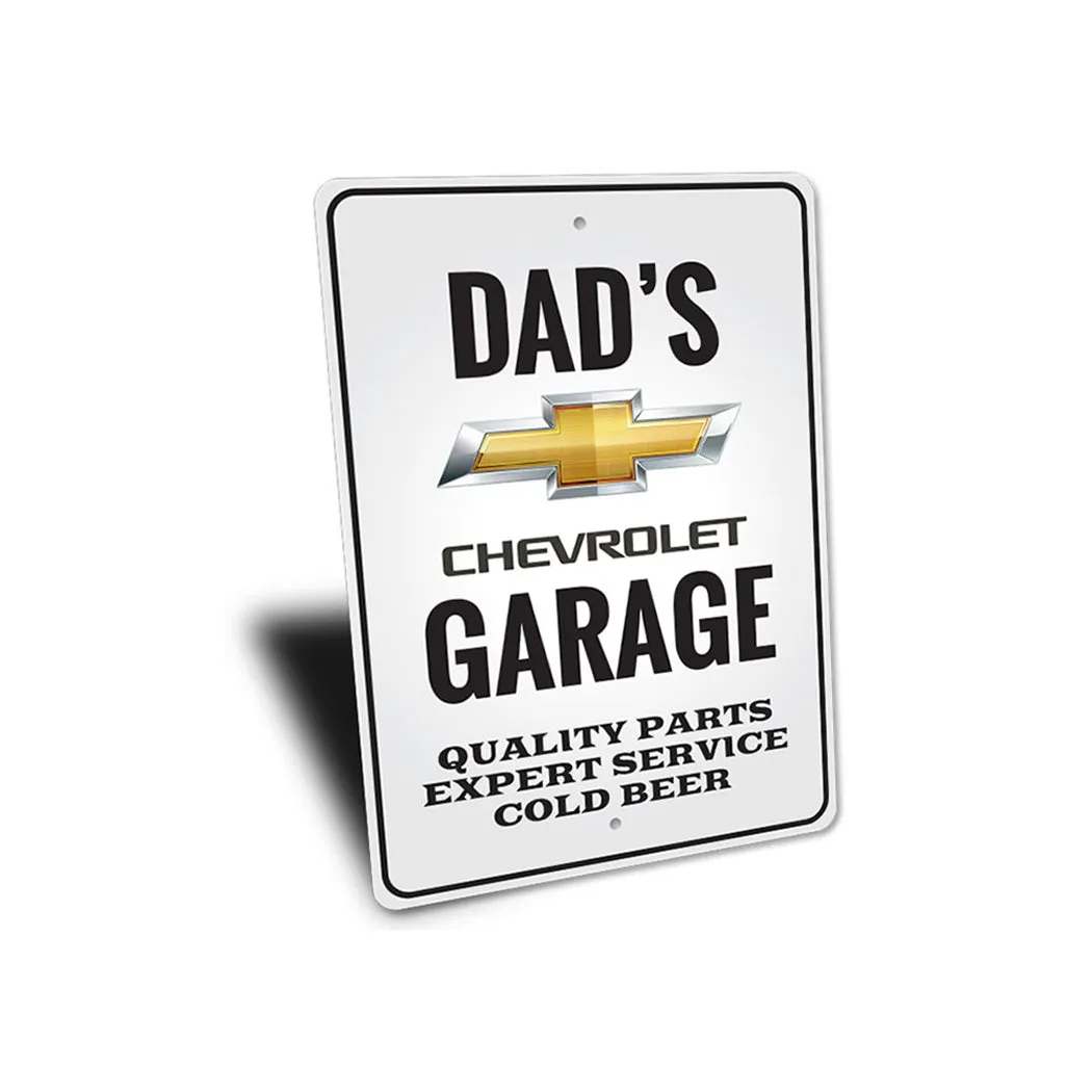 Personalized Dad's Chevrolet Garage - Aluminum Sign