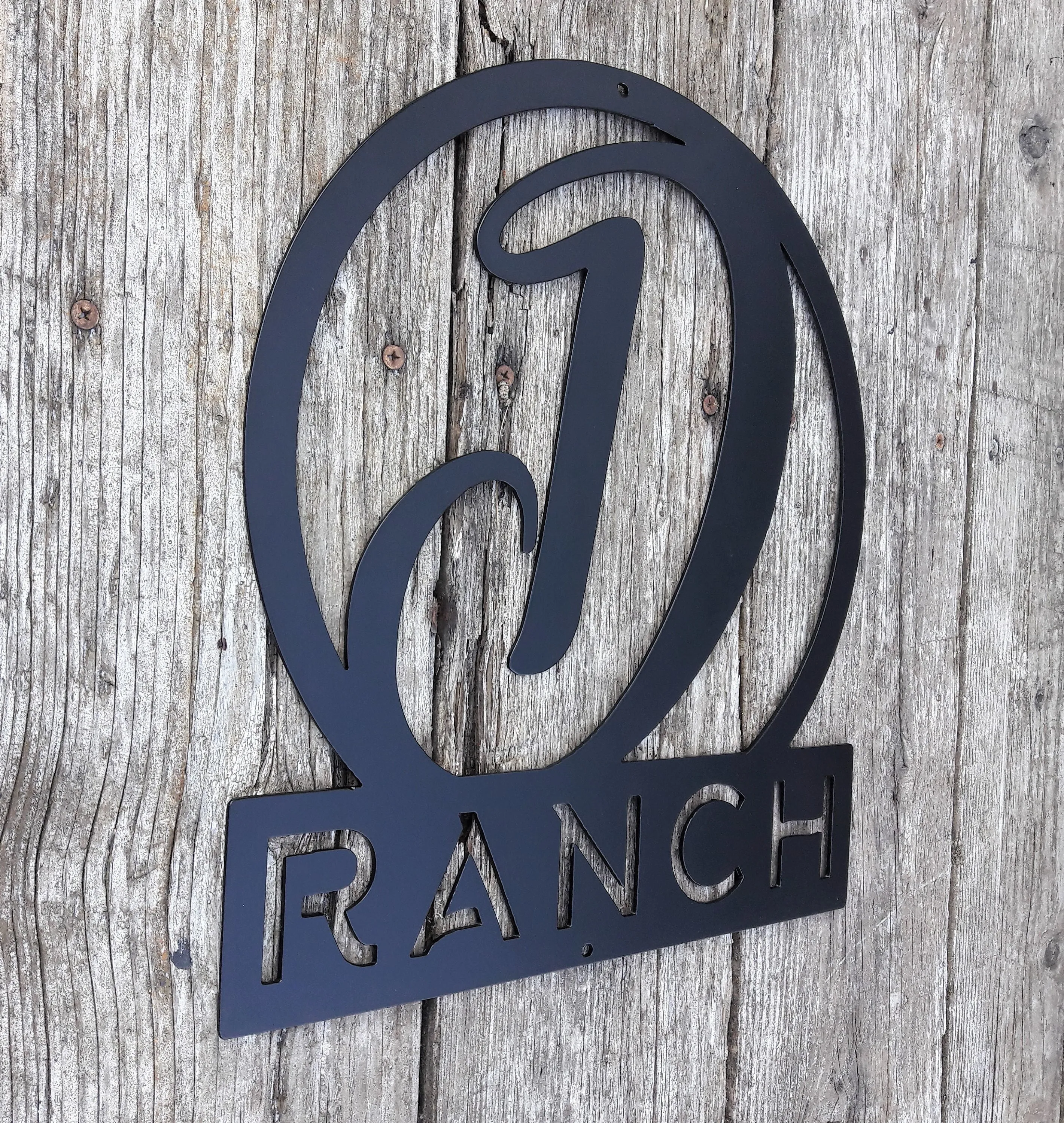 Personalized Monogram Metal Ranch or Farmhouse Signs - Cursive Words, Garage Signs, Personalized Home Decor