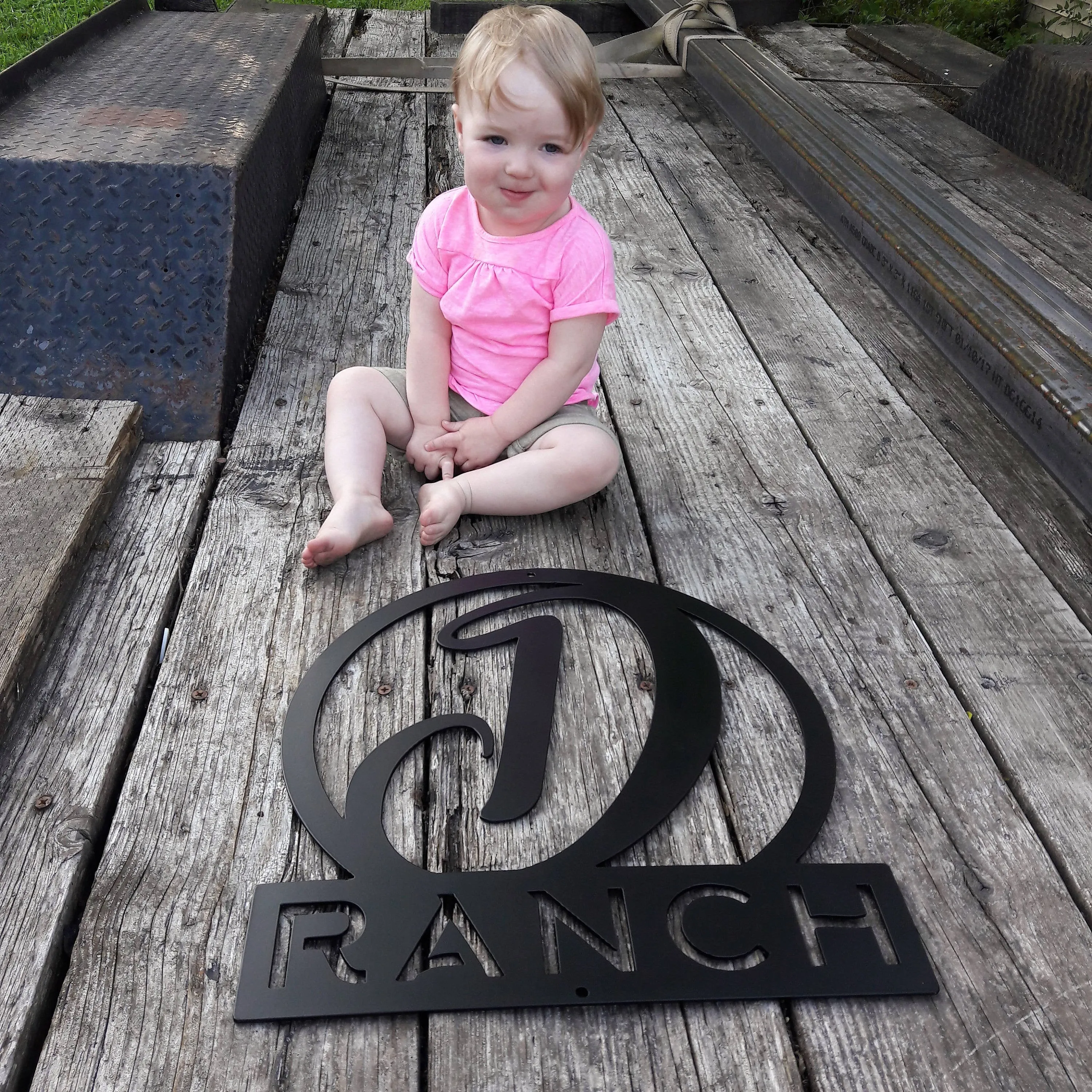 Personalized Monogram Metal Ranch or Farmhouse Signs - Cursive Words, Garage Signs, Personalized Home Decor