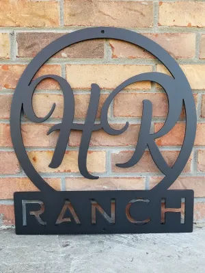 Personalized Monogram Metal Ranch or Farmhouse Signs - Cursive Words, Garage Signs, Personalized Home Decor