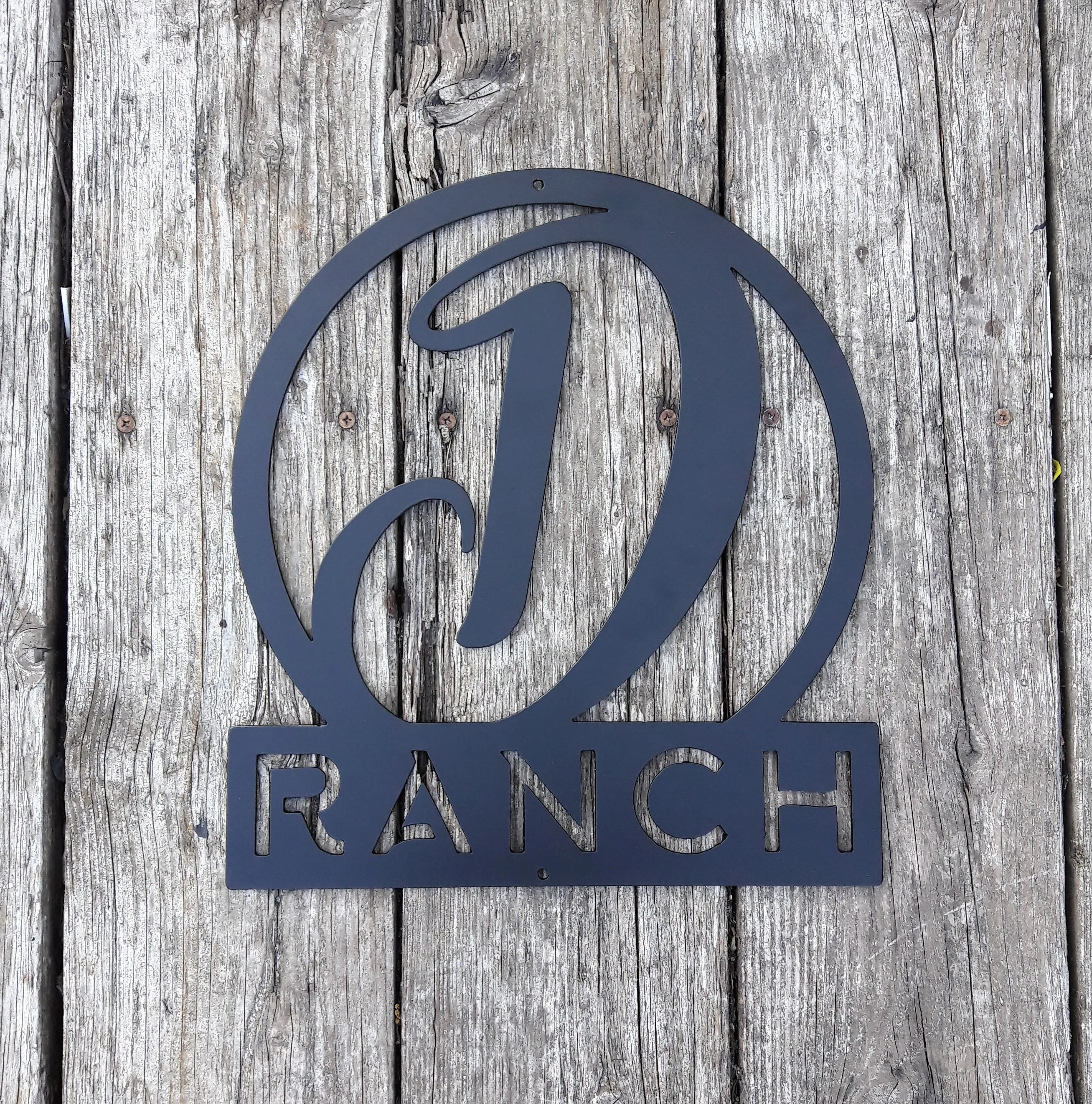 Personalized Monogram Metal Ranch or Farmhouse Signs - Cursive Words, Garage Signs, Personalized Home Decor