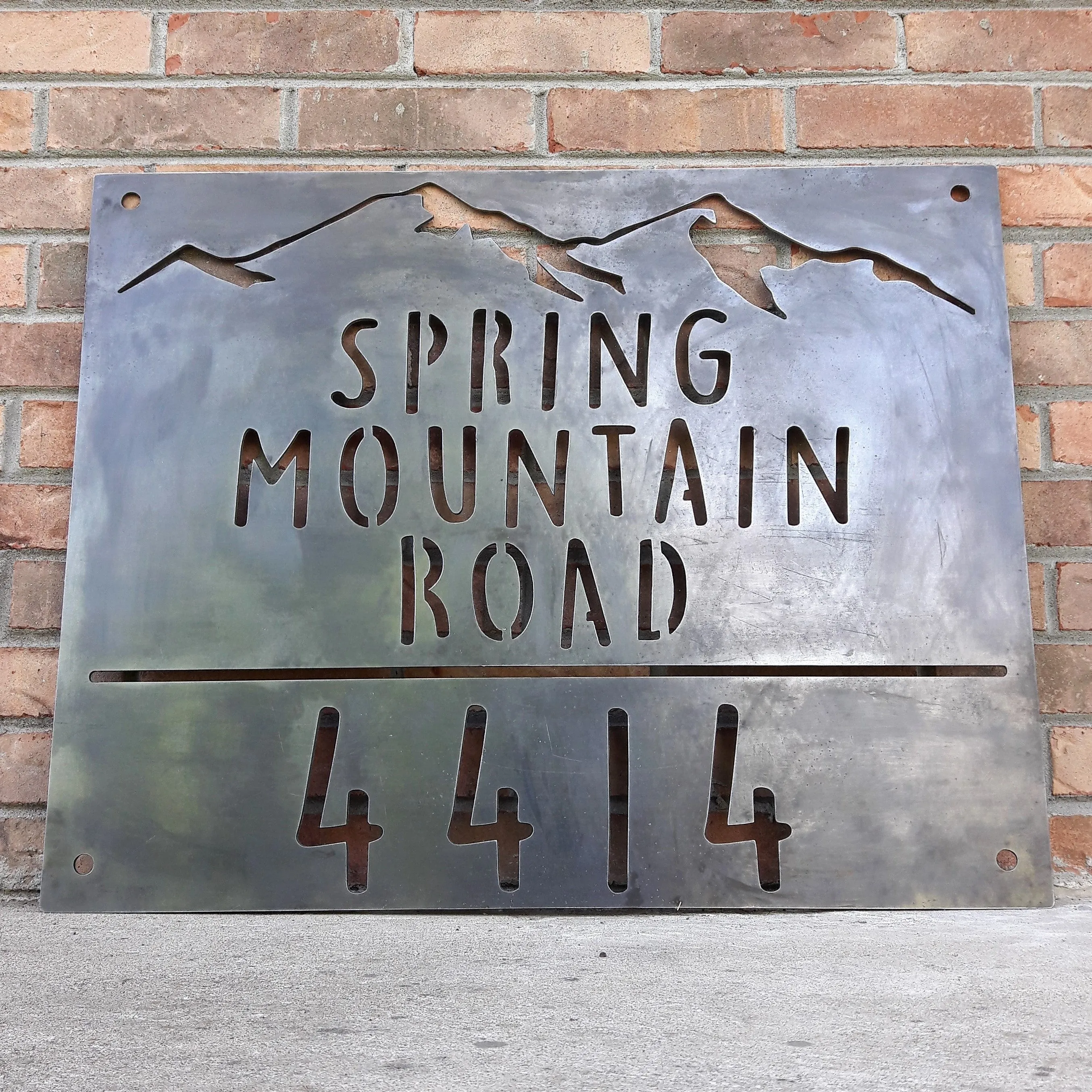 Personalized Mountain Address Metal Sign - Home, Rustic, Country, Countryside, Rural