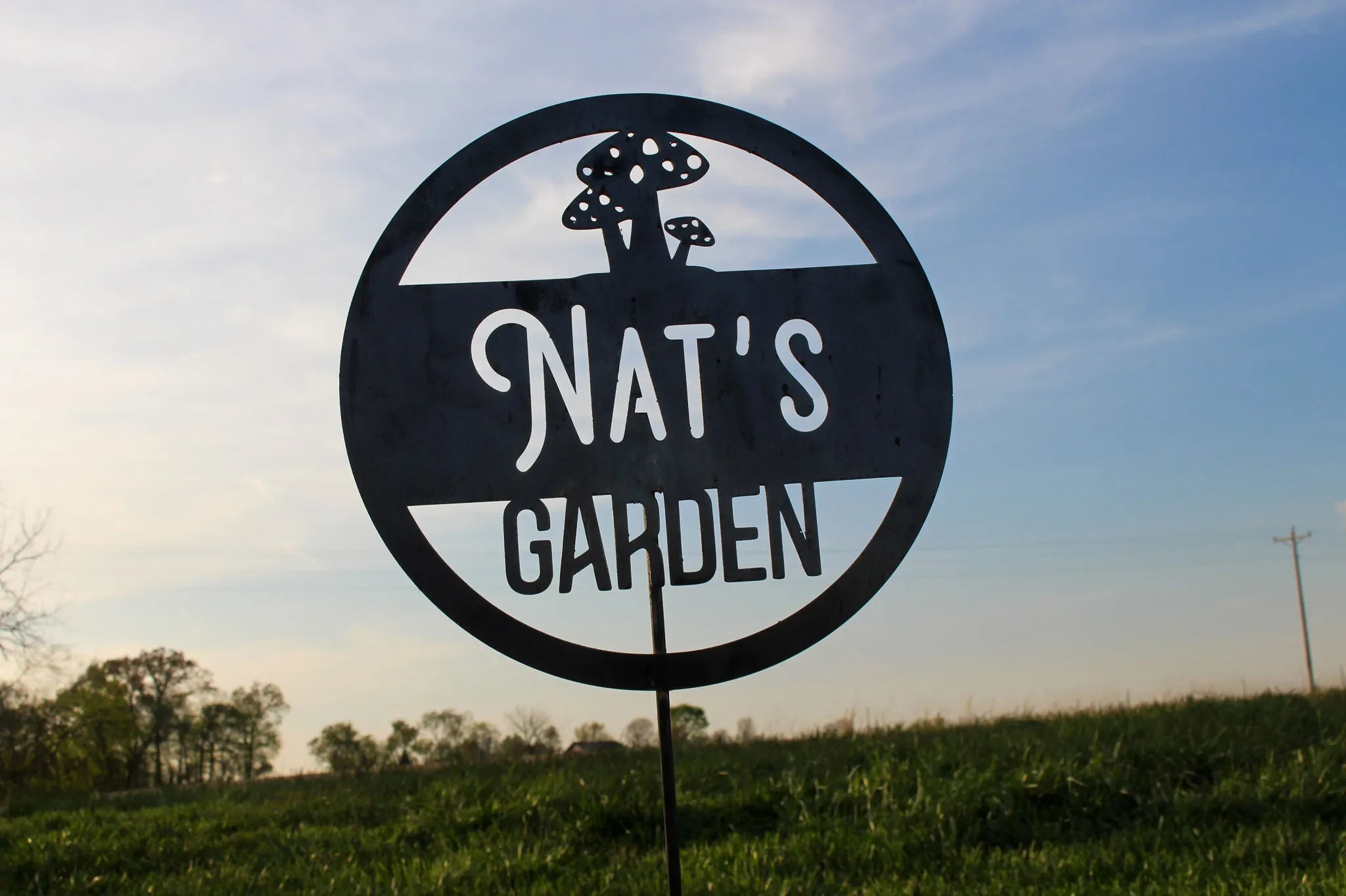 Personalized Mushroom Garden Stake - Custom Metal Garden Decor - Mushroom Decor - Dedication Memorial Yard Art Marker