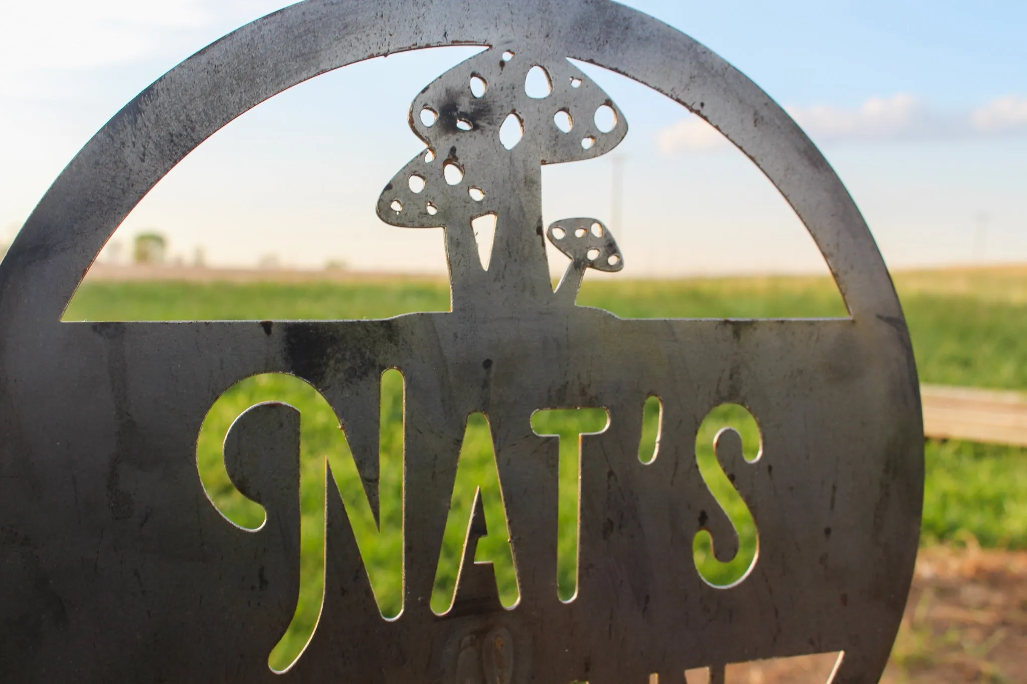 Personalized Mushroom Garden Stake - Custom Metal Garden Decor - Mushroom Decor - Dedication Memorial Yard Art Marker