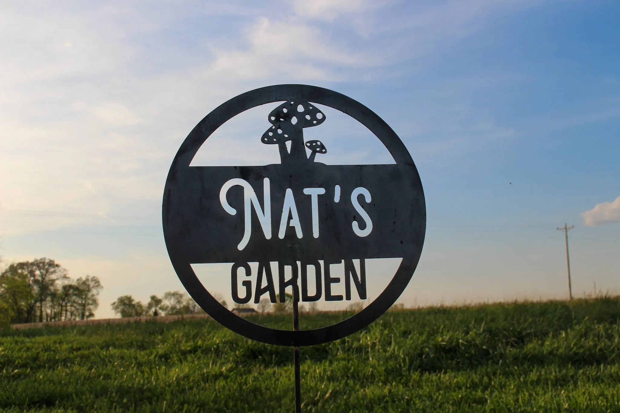 Personalized Mushroom Garden Stake - Custom Metal Garden Decor - Mushroom Decor - Dedication Memorial Yard Art Marker