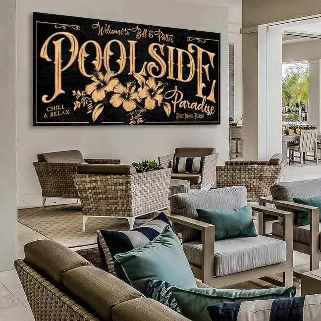 Personalized Pool Sign - Poolside Paradise