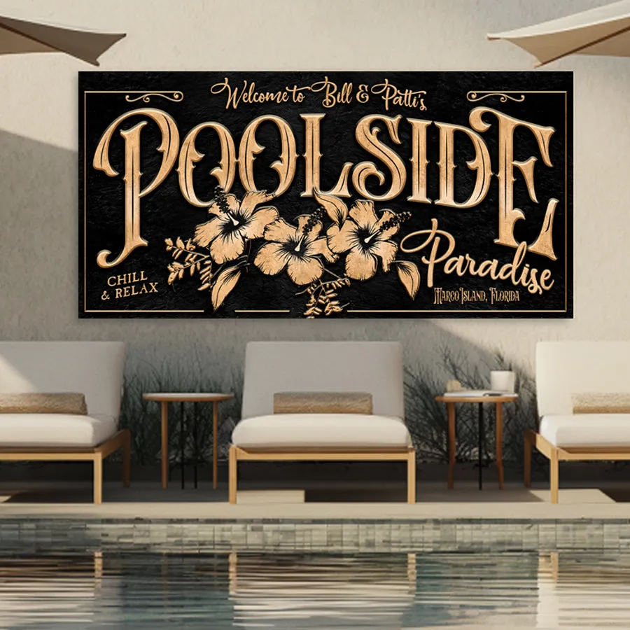 Personalized Pool Sign - Poolside Paradise