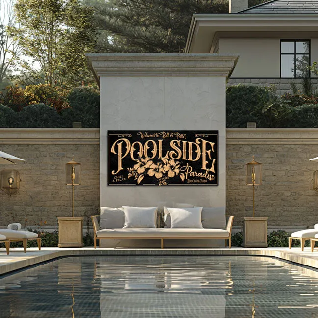 Personalized Pool Sign - Poolside Paradise