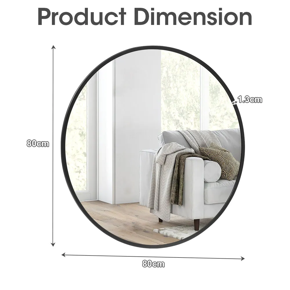 ProPulse Round Wall Mirror 80cm Bathroom Makeup Mirrors Home Decor Metal Frame