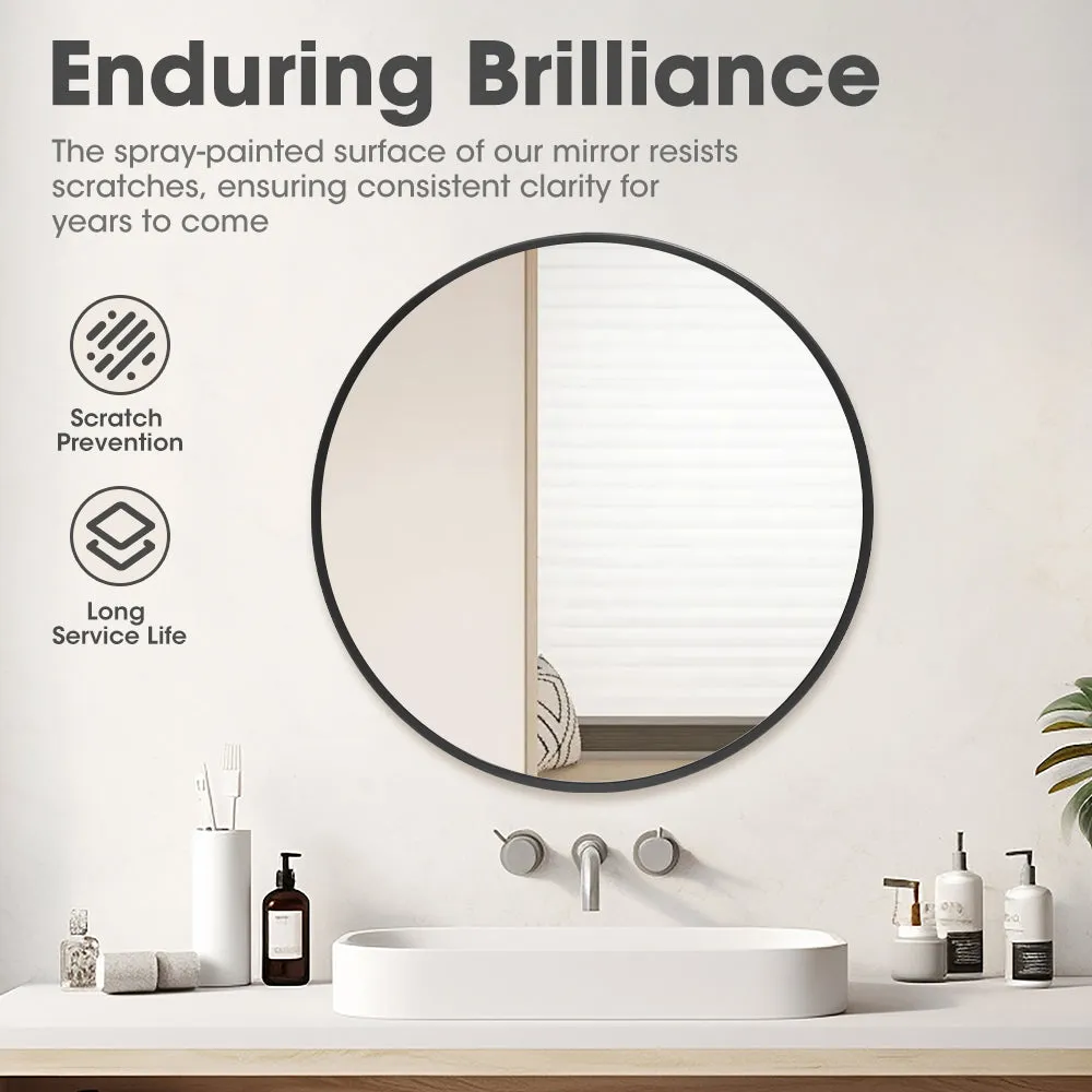 ProPulse Round Wall Mirror 80cm Bathroom Makeup Mirrors Home Decor Metal Frame