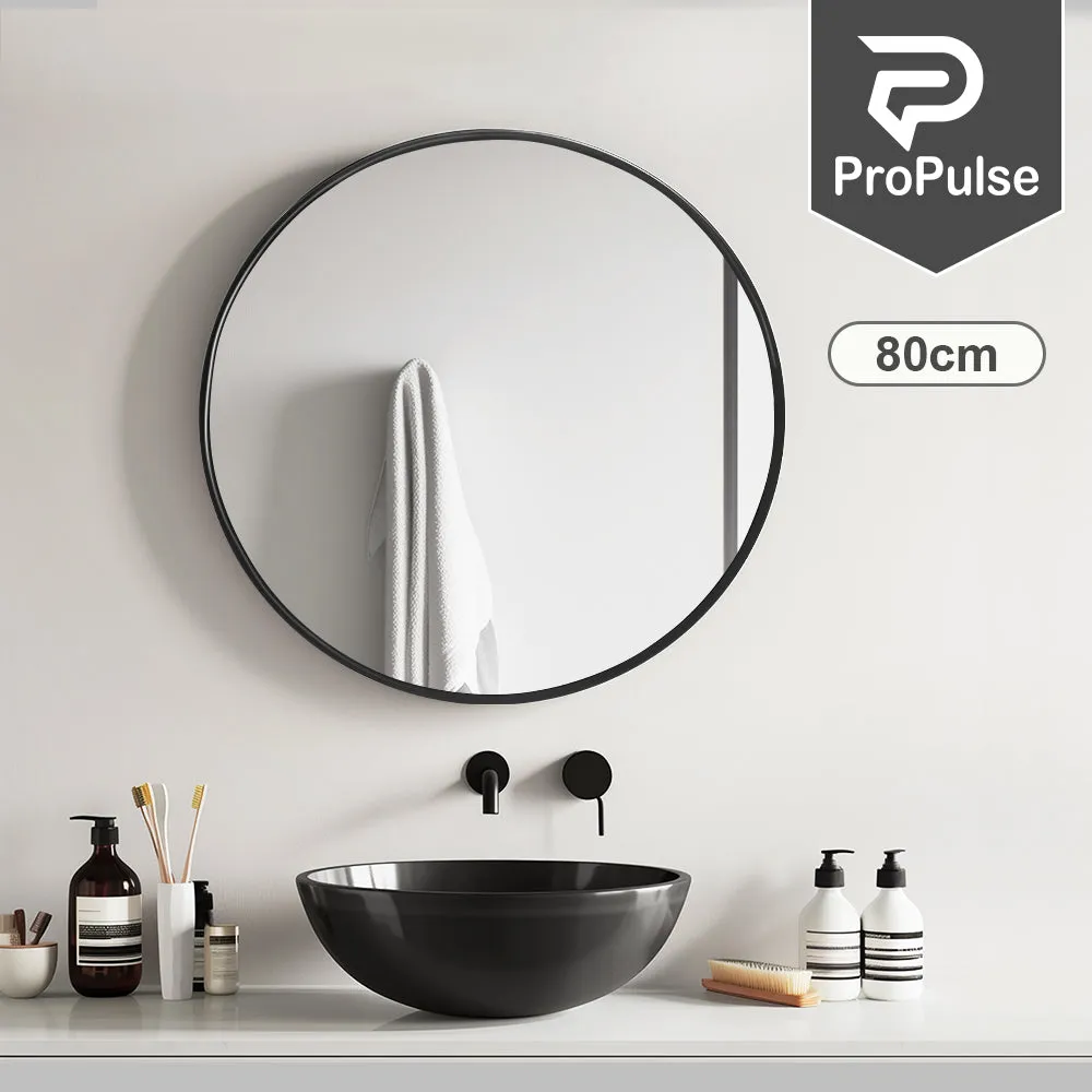 ProPulse Round Wall Mirror 80cm Bathroom Makeup Mirrors Home Decor Metal Frame