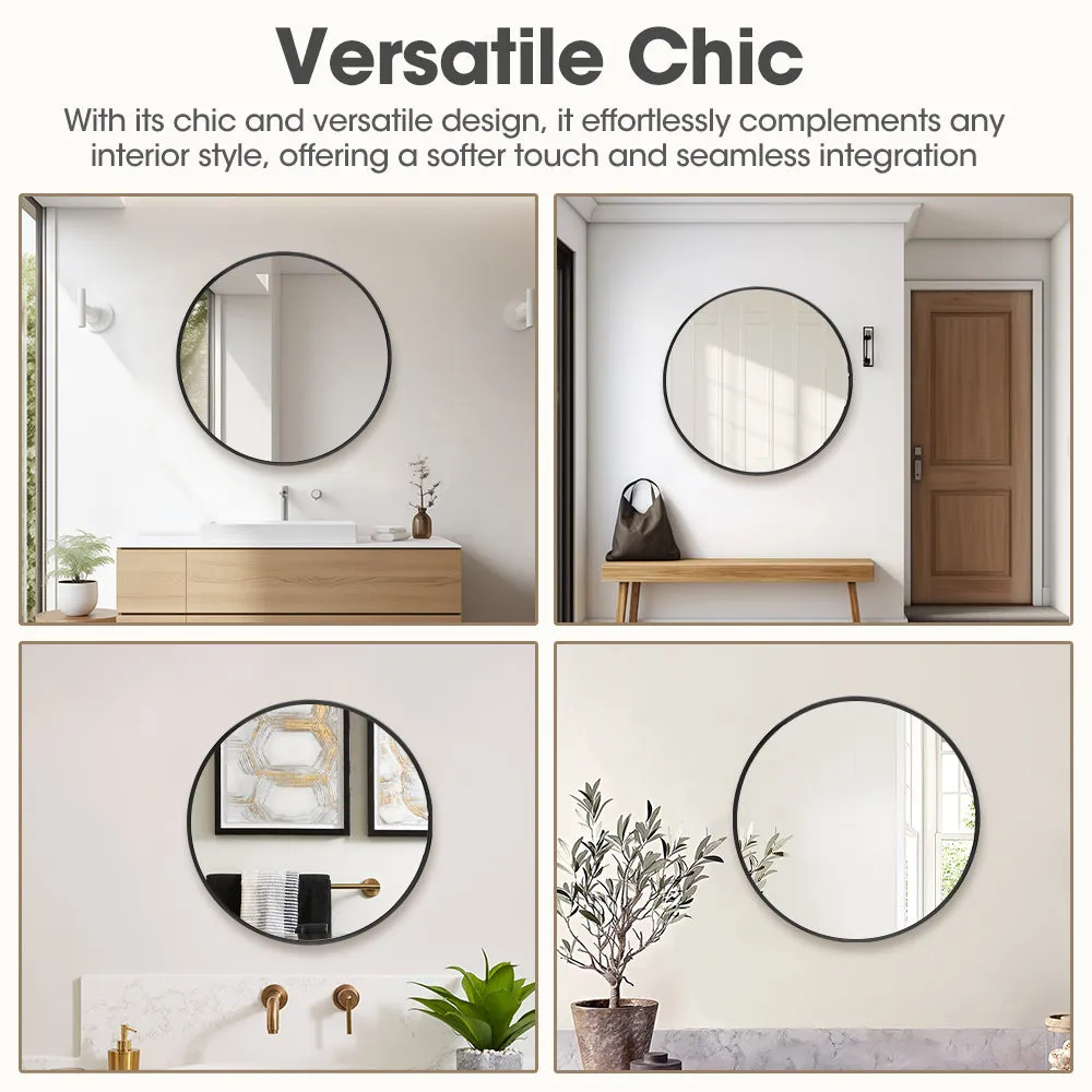 ProPulse Round Wall Mirror 80cm Bathroom Makeup Mirrors Home Decor Metal Frame