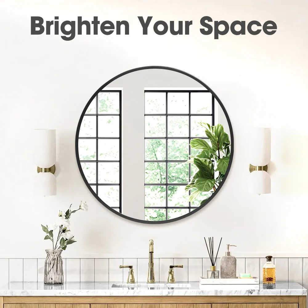 ProPulse Round Wall Mirror 80cm Bathroom Makeup Mirrors Home Decor Metal Frame