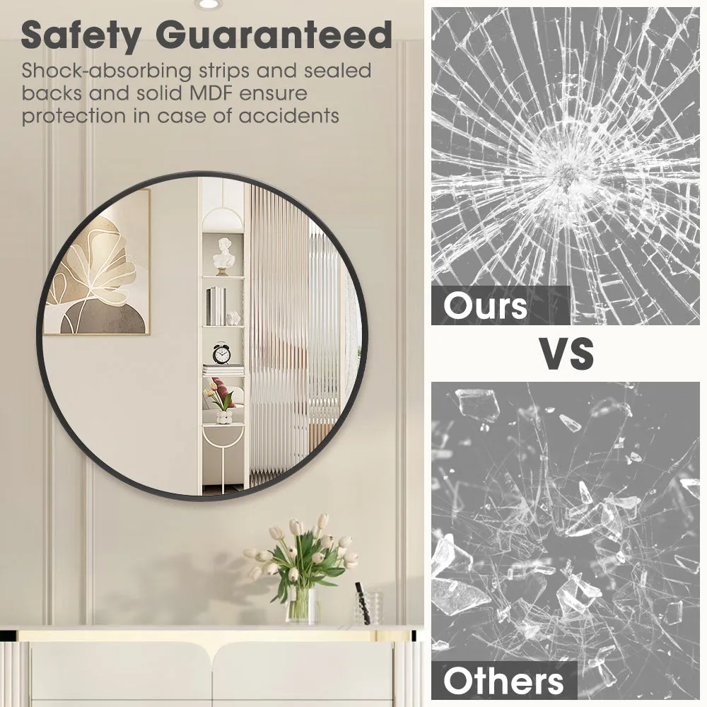 ProPulse Round Wall Mirror 80cm Bathroom Makeup Mirrors Home Decor Metal Frame