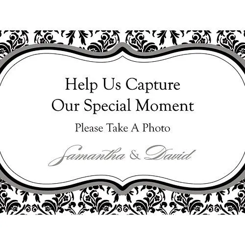 "Love Bird Damask" Disposable Camera Table Sign