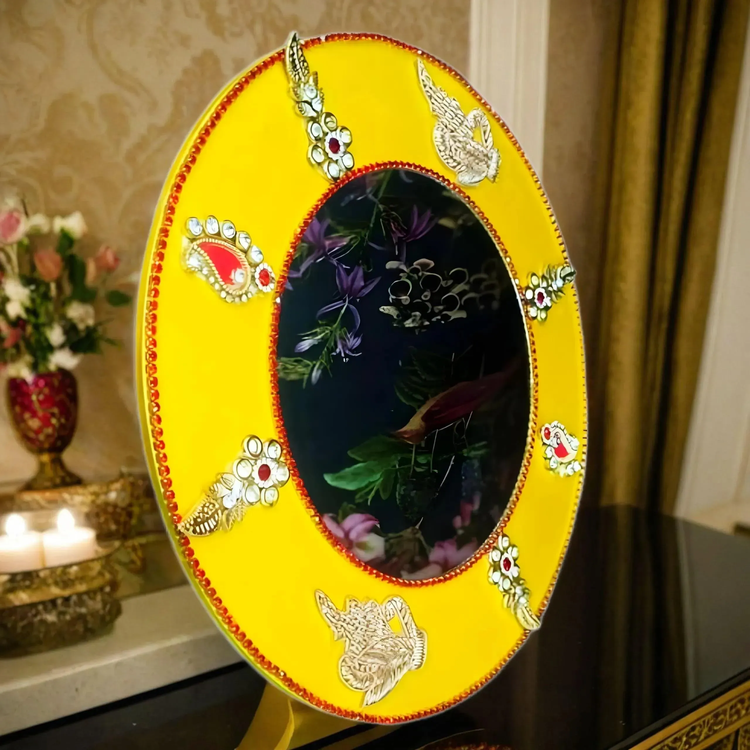 Rangarang Creations Fathers Day Celebration Offer Pack of 2 Handcrafted Mirror and Jwellery Box for Gift | Make a Memorable Gift with Our Handcrafted Products, Abstract Showpiece for Living Room
