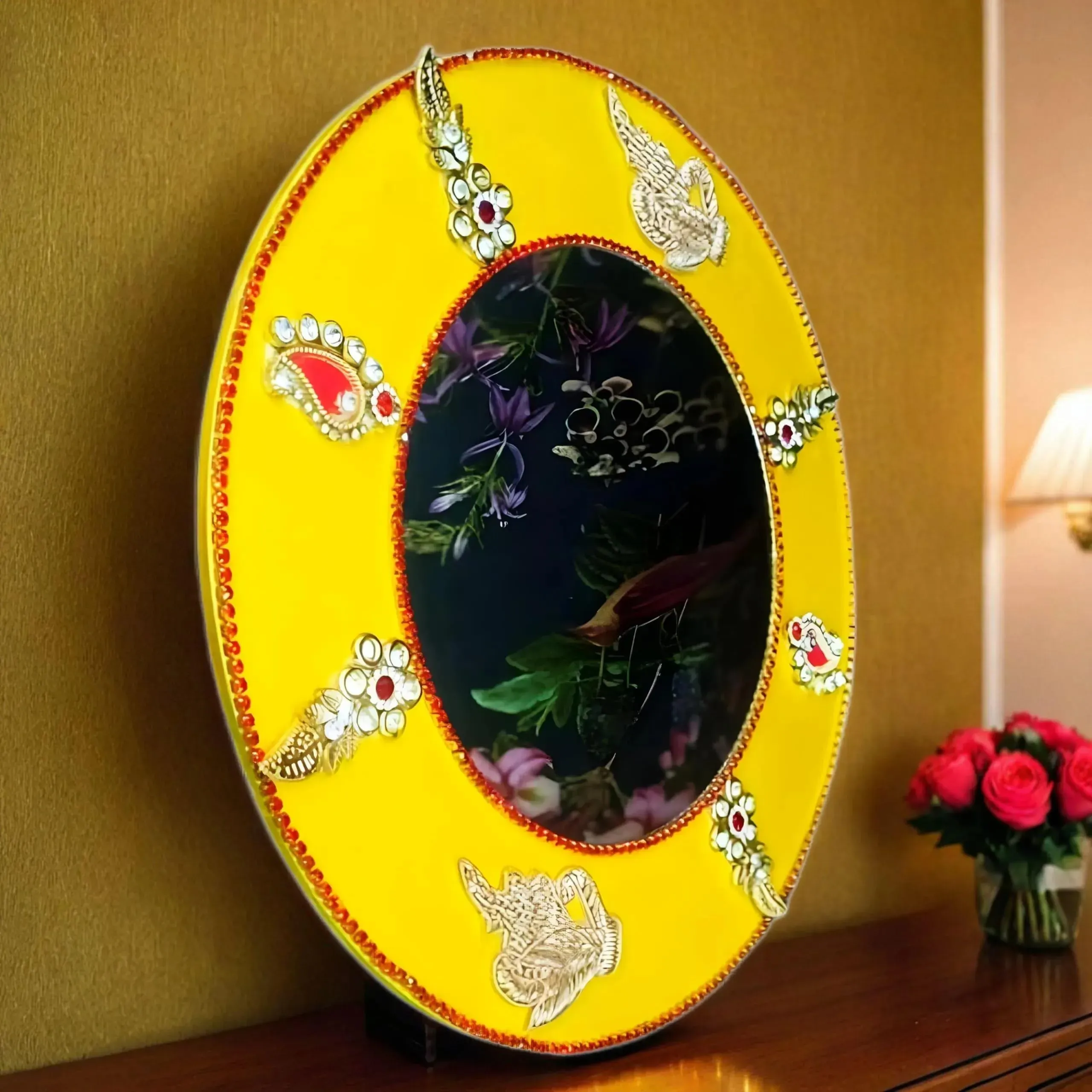 Rangarang Creations Fathers Day Celebration Offer Pack of 2 Handcrafted Mirror and Jwellery Box for Gift | Make a Memorable Gift with Our Handcrafted Products, Abstract Showpiece for Living Room