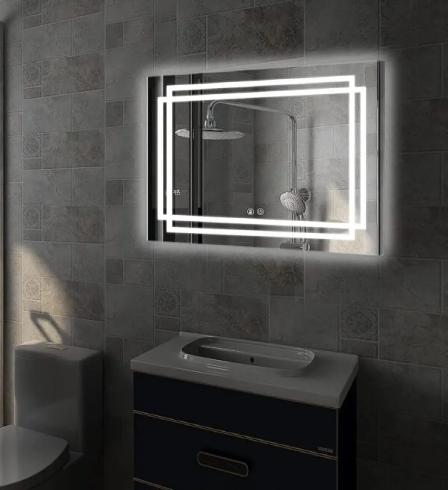 Rida Decors Bathroom Mirror with LED 3 Lights Options (White Light, Natural Light, Warm Light) Makeup/Bathroom Mirror Wall Mounted Venity Shaving Mirror (18x24 inch Rectangle)