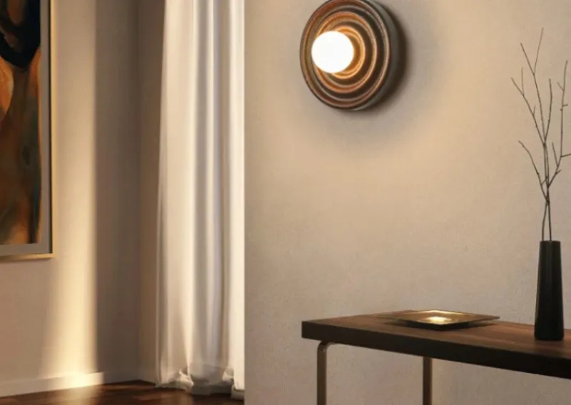 Ripple Walnut Wall Lamp