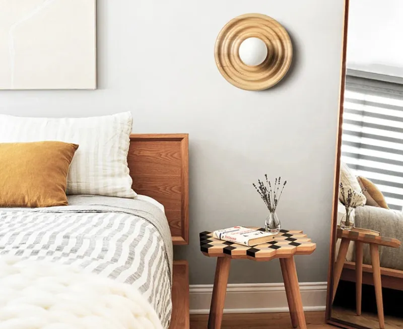Ripple Walnut Wall Lamp