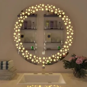 R.S Internationals Smart Touch Sensor Mirror with Bright LED Light in Inch (Star Designer Mirror, 24X24)
