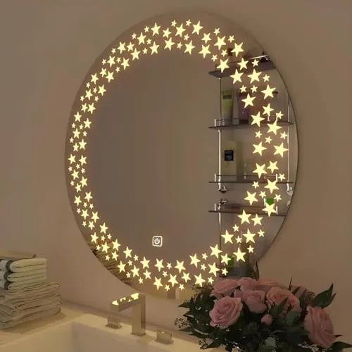R.S Internationals Smart Touch Sensor Mirror with Bright LED Light in Inch (Star Designer Mirror, 24X24)