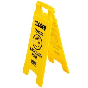 RUBBERMAID MULTILINGUAL CLOSED FLOOR SIGN - YELLOW