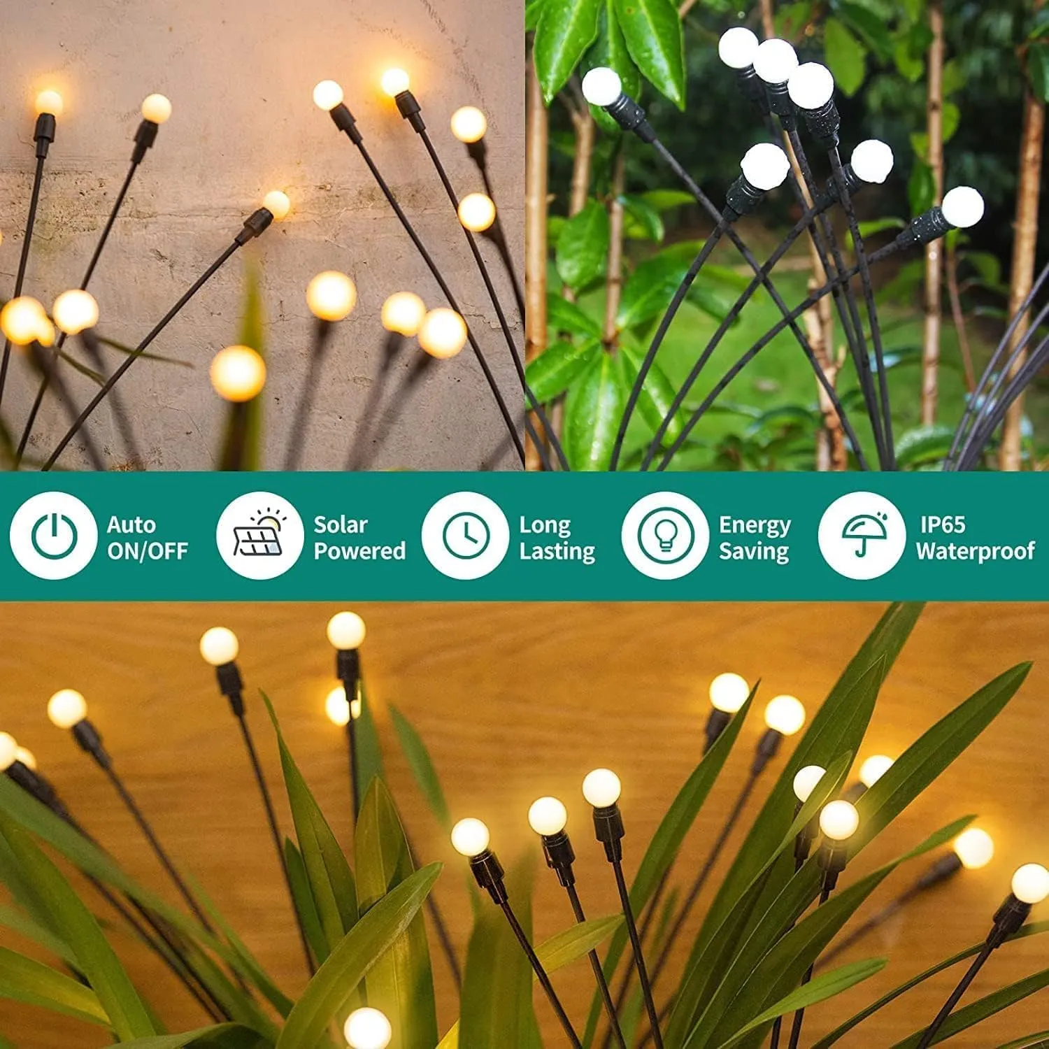 Rylan Solar Powered Firefly Lights Waterproof, Solar Starburst Swaying Lights When Wind Blows, Solar Outdoor Decor Lights for Garden, Landscape, Pathway, Yard, Deck, Patio (Pack of 2)