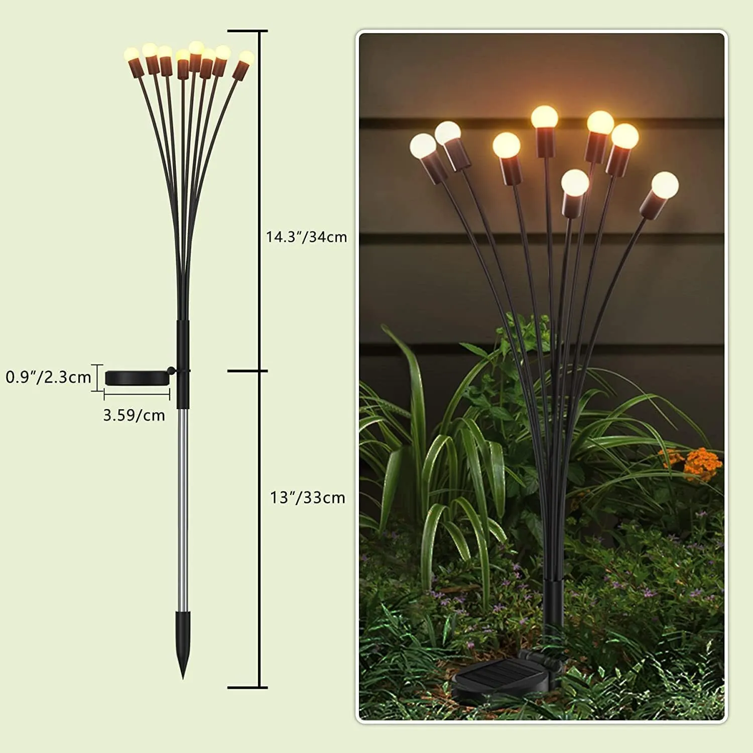 Rylan Solar Powered Firefly Lights Waterproof, Solar Starburst Swaying Lights When Wind Blows, Solar Outdoor Decor Lights for Garden, Landscape, Pathway, Yard, Deck, Patio (Pack of 2)
