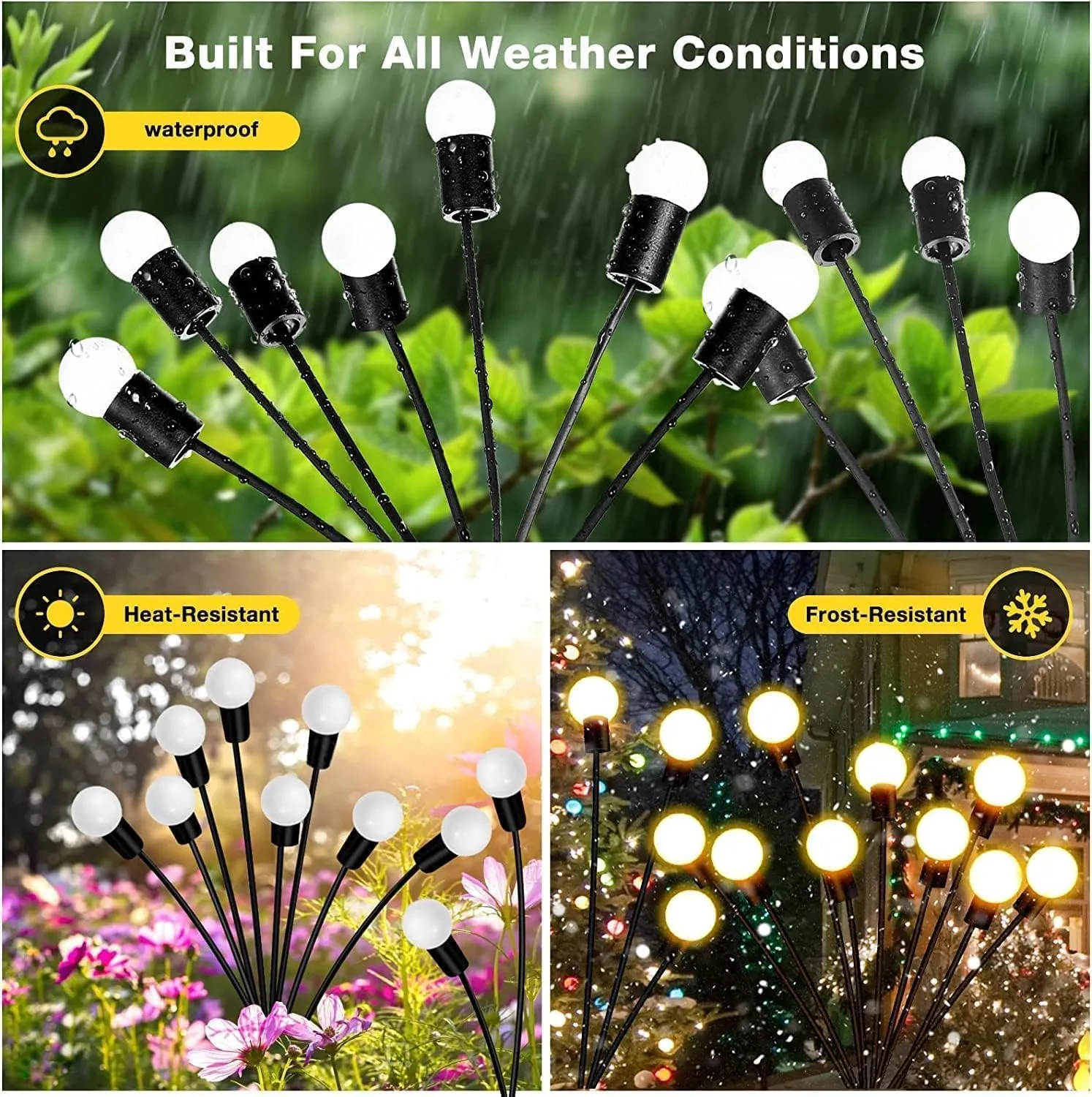 Rylan Solar Powered Firefly Lights Waterproof, Solar Starburst Swaying Lights When Wind Blows, Solar Outdoor Decor Lights for Garden, Landscape, Pathway, Yard, Deck, Patio (Pack of 2)