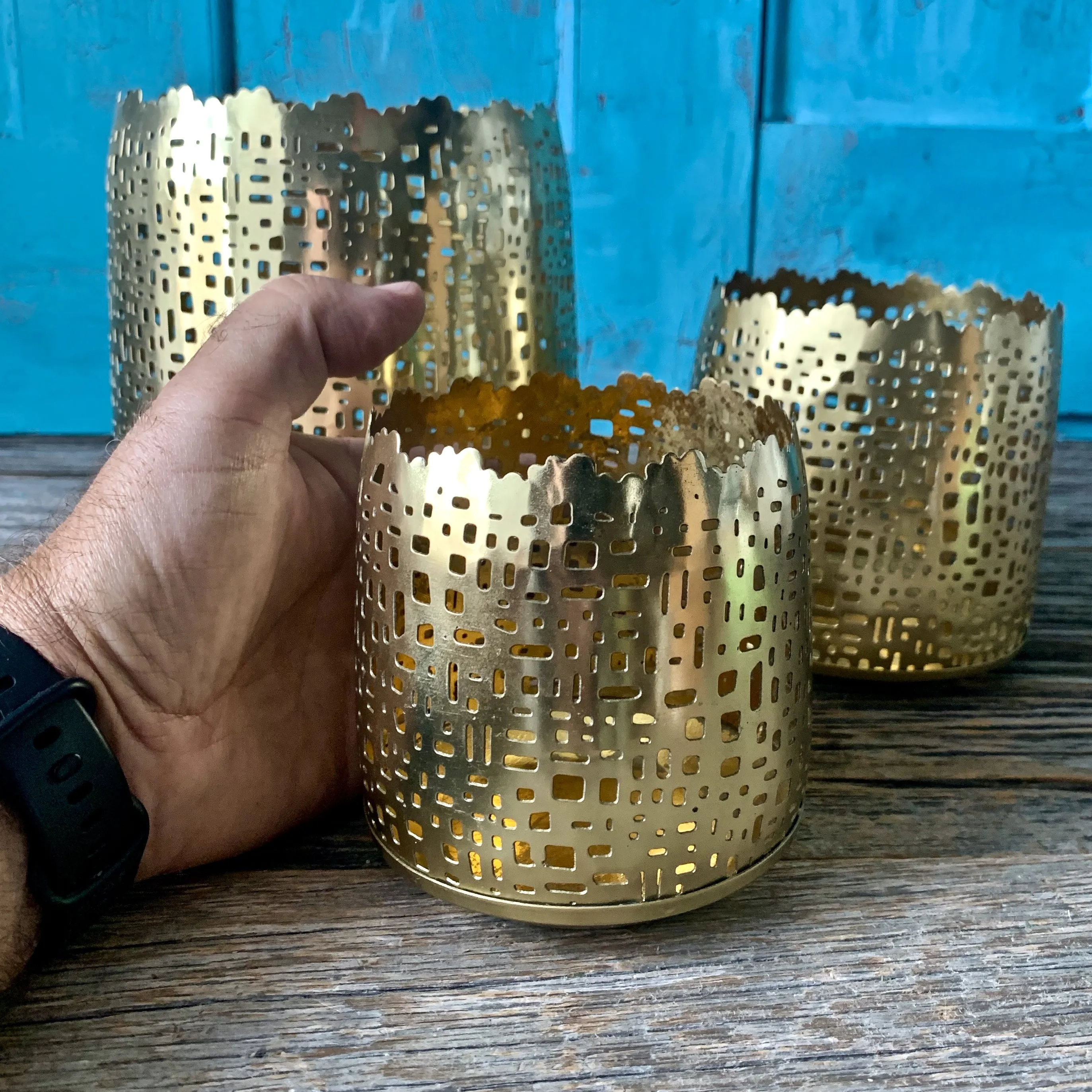 Set Of Three Tangier Candle Votives