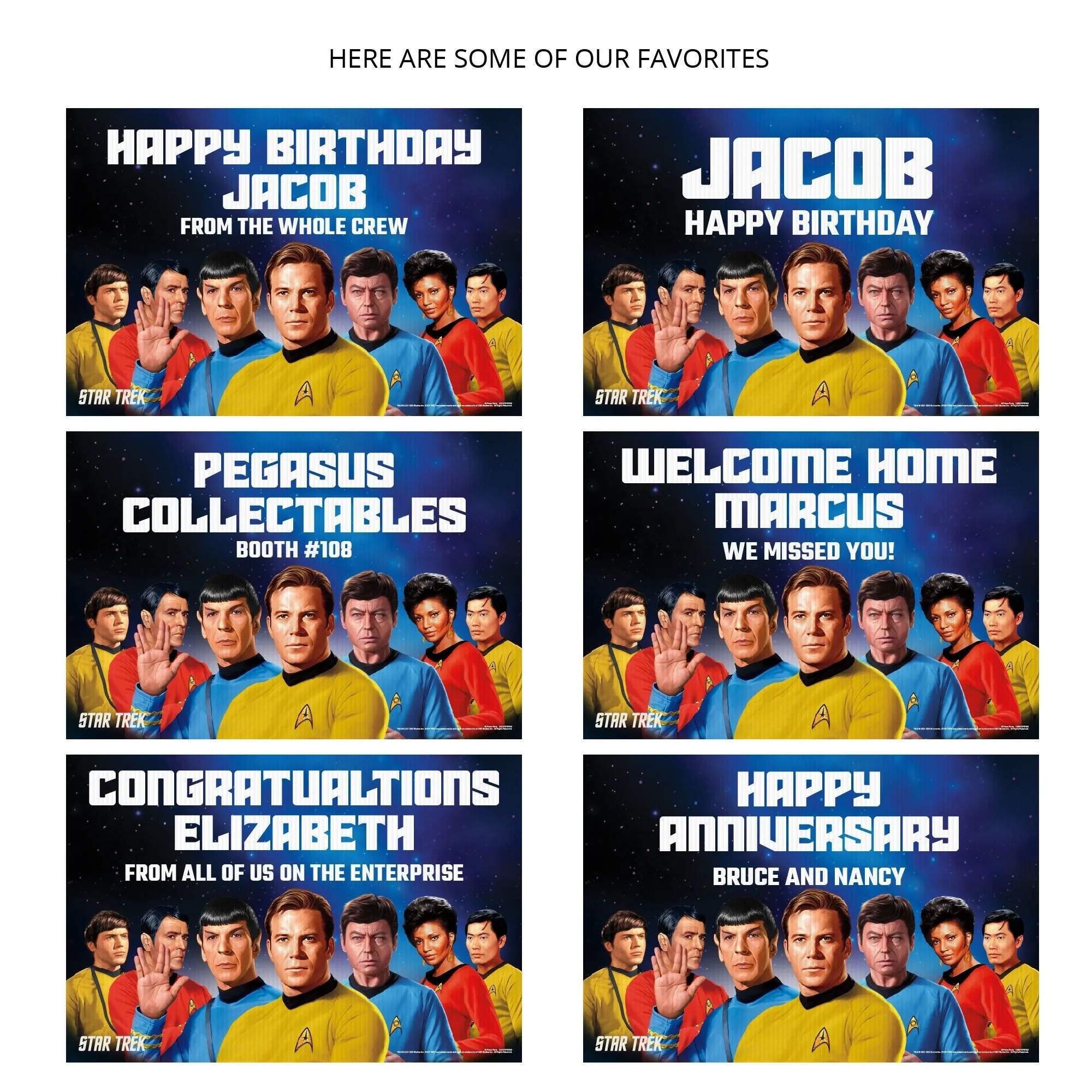 Star Trek Crew Personalized Yard Sign, Star Trek Original Series