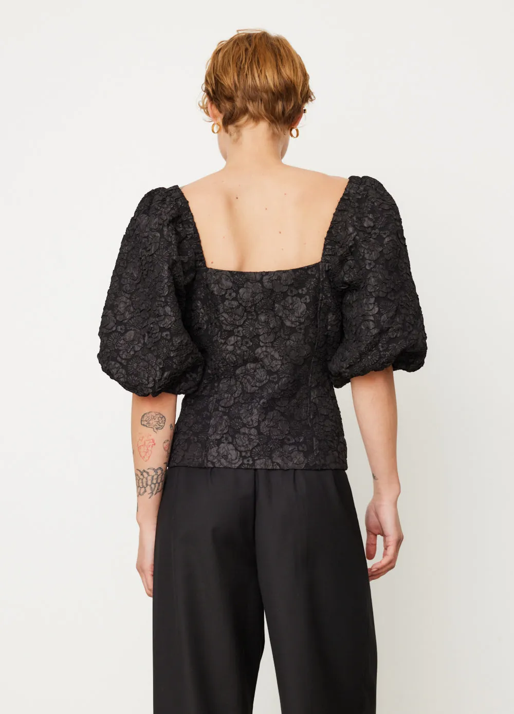 Stretch Jacquard Fitted Blouse