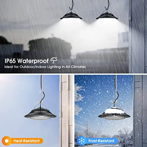 SunBonar Solar Shed Lights Indoor 2 Pack, 3200K/4000K/6000K Dimmable Daytime Available Solar Pendant Lights Outdoor with ON Off Switch & Remote Solar Hanging Chandelier Lights for Home Barn Garage