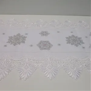 Table Runner - White, silver & lace